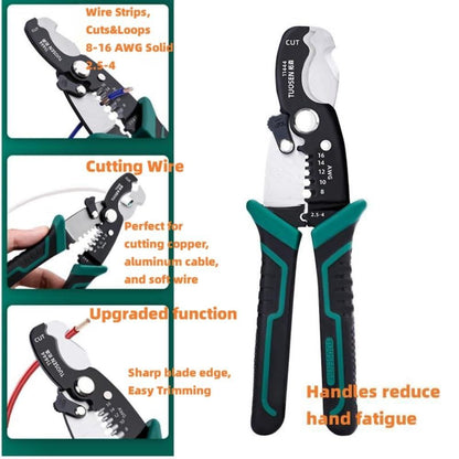 8" Wire Strippers Crimpers Cutter Pliers Multi-Function Hand Tool