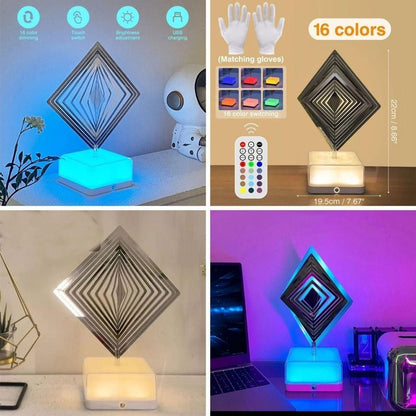 3D 360 Rotating Square Night Light