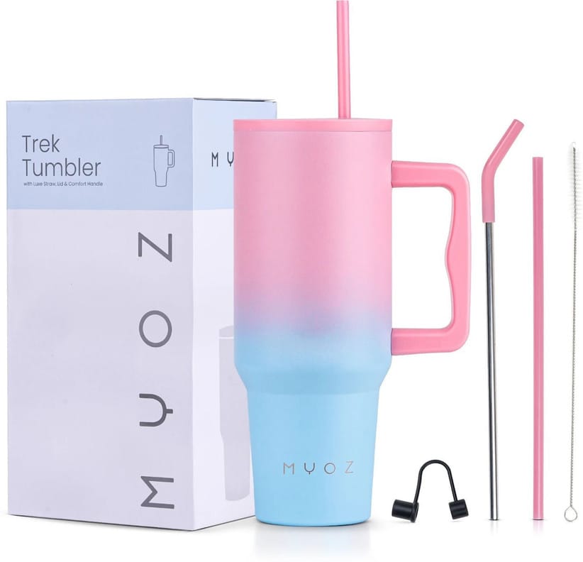 Premium 1.2L Stainless Steel Insulated Tumbler with Handle & Straw